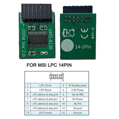 Imagen 2 del producto Chip de módulo de seguridad TPM 2,0 MSI SPI LPC compatible con placas base multimarcas 12 14 18 20 pines para GIGABYTE ASUS Asrock