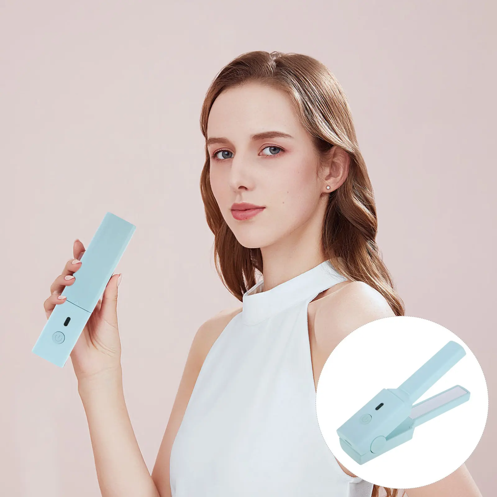 

USB-выпрямитель для волос, мини-плойка, портативный, для путешествий, быстрый нагрев, интерфейс Type-C, компактный инструмент для укладки для женщин