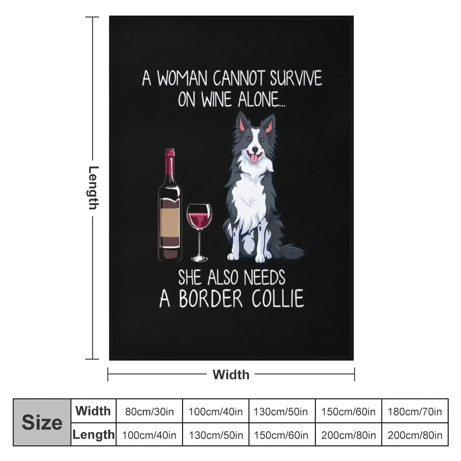 Border Collie and wine Funny dog Throw Blanket Soft Plaid Hair Blankets