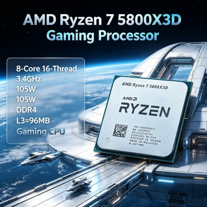 AMD R7 5800X3D 96 MB Gaming Processor CPU Processor 7nm 8-Core 16-Thread 3.4 GHz DDR4 105W Ryzen 7 for Design