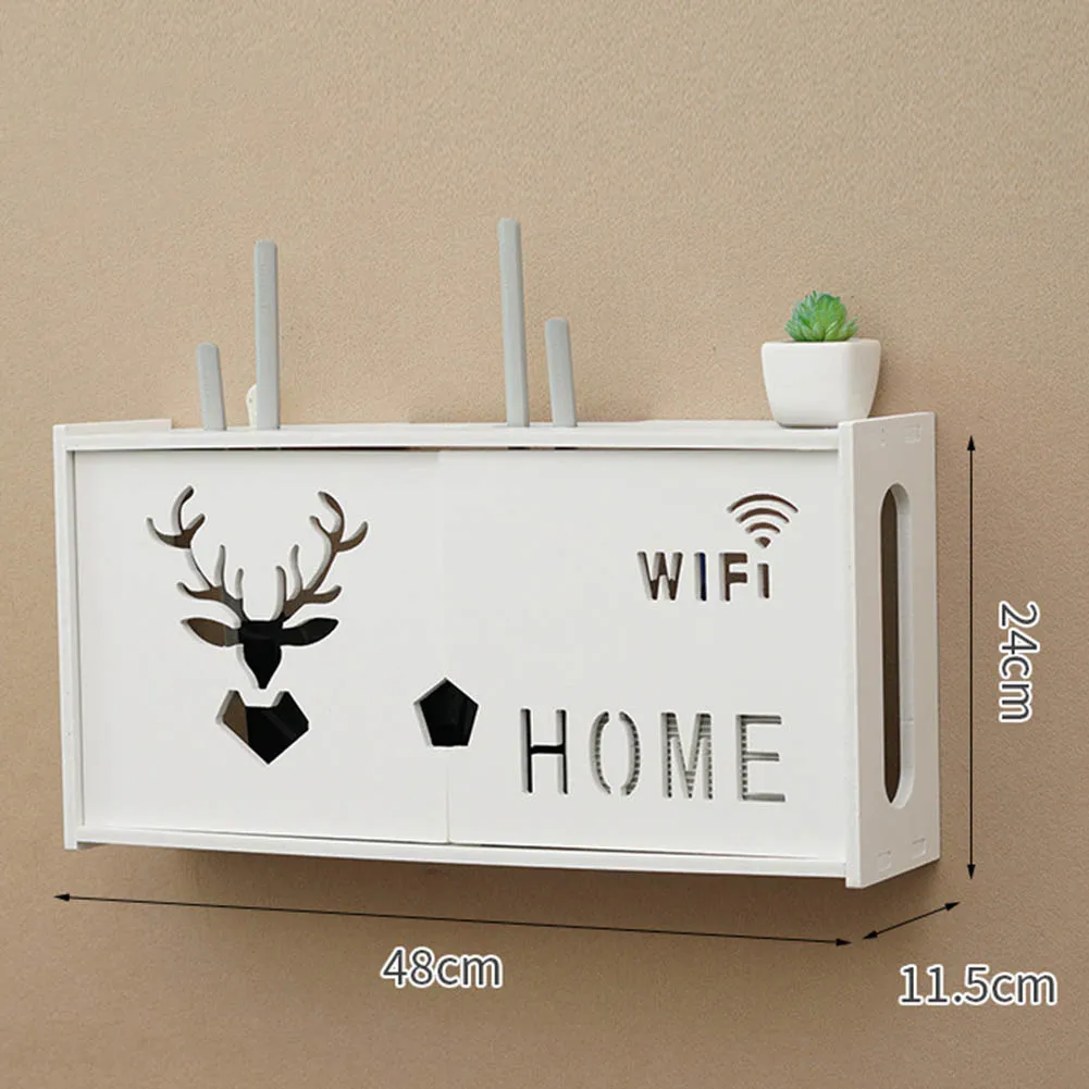 

Non Toxic TV Accessories Router Rack WiFi Storage Box 48x24x11.5CM Decoration Large Living Room Wall-Mounted White