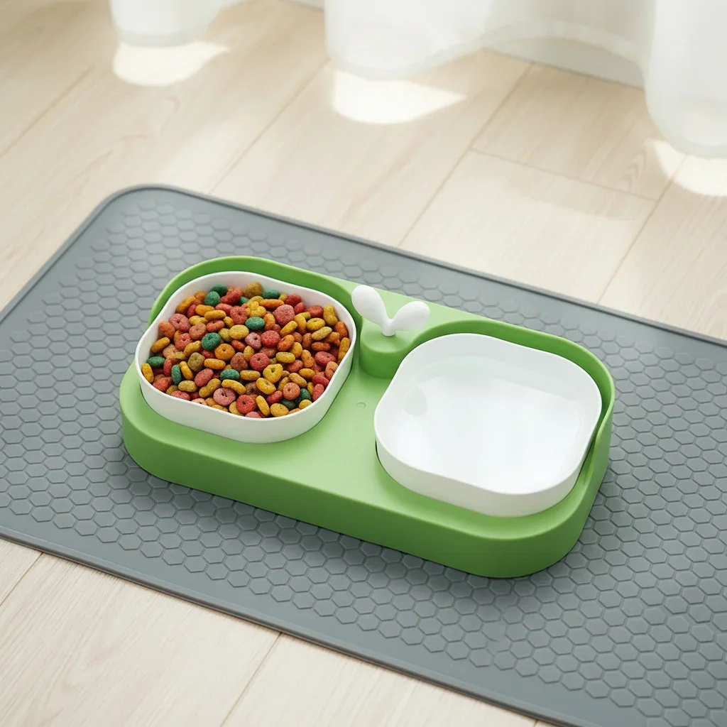 Popular new anti slip base pet double bowl set safe and durable cat and dog feeding water feeding bowl