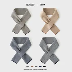 Elegant 90x18cm Knitted Scarf Line All-match Thickened Shawl Winter Warm Short Scarves for Woman Man