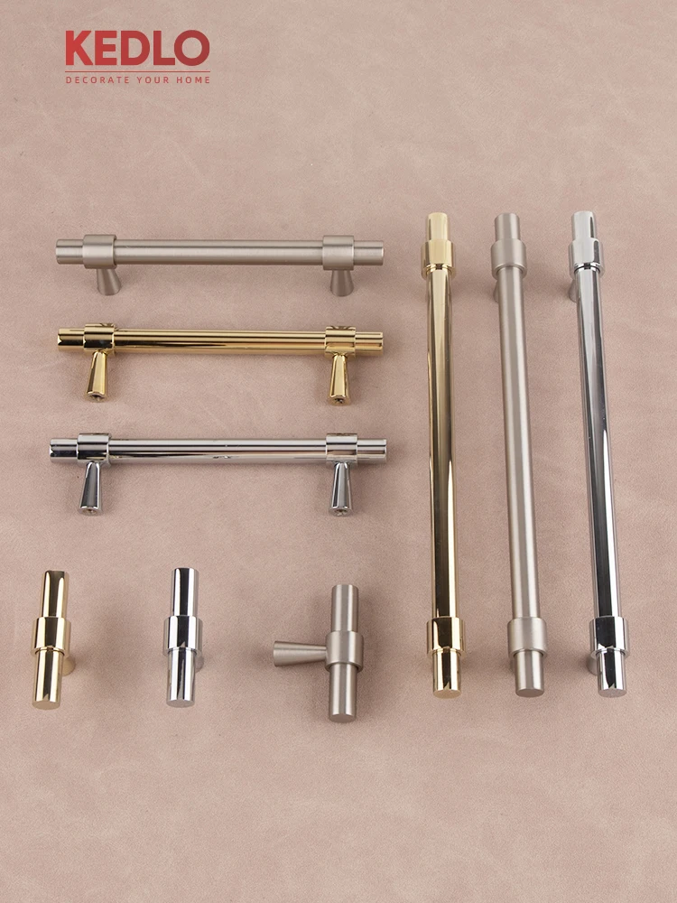 KEDLO Europäischer Stil Luxuriöser Massiver Messinggriff mit Gebürstetem Nickel für Küchenschubladen, Glänzend Silberner Langer Griff – Detail 8