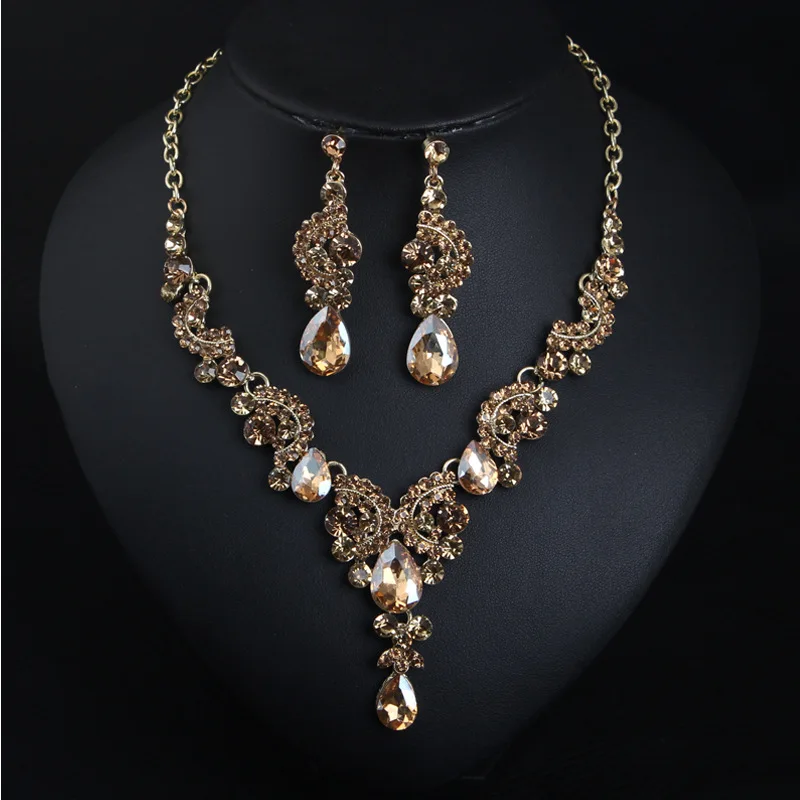 

Sparkling Crystal Gemstone Jewelry Set - Necklace and Earrings for Brides and Evening Events