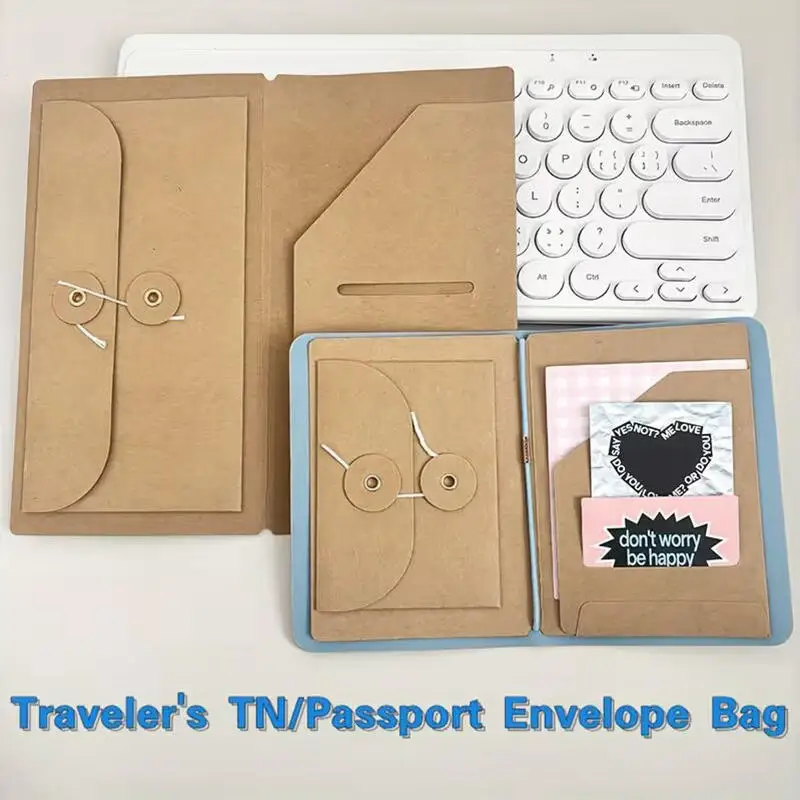 

Kraft Paper File Folder For Refillable Travel Journals, Standard Portable Passport Size Refill Insert Cards Organizer
