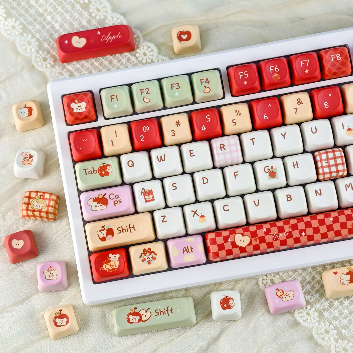 MAIMOOO English/Korean/Russian Keycap MOA Cherry Profile Cartoon Cute Fruit Red Custom PBT Keycaps for Mechanical Keyboard Gifts