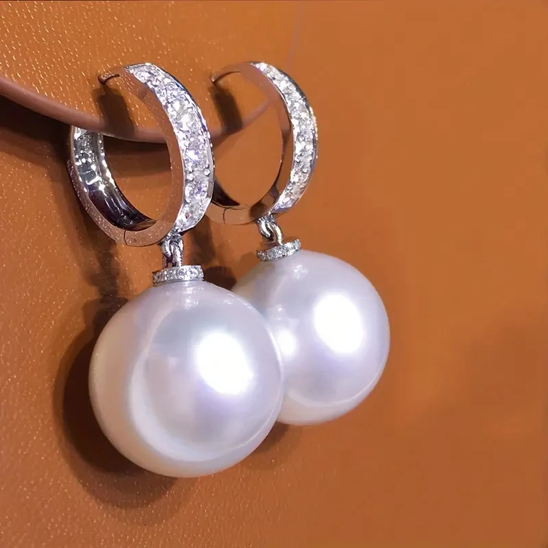 Huitan Simple and Elegant Round Imitation Pearl Dangle Earrings Women for Wedding Daily Wear Exquisite Drop Earrings Jewelry