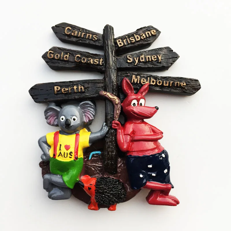 Fridge magnet Australian kangaroo koala road sign decoration resin refrigerator magnet travel souvenir message post