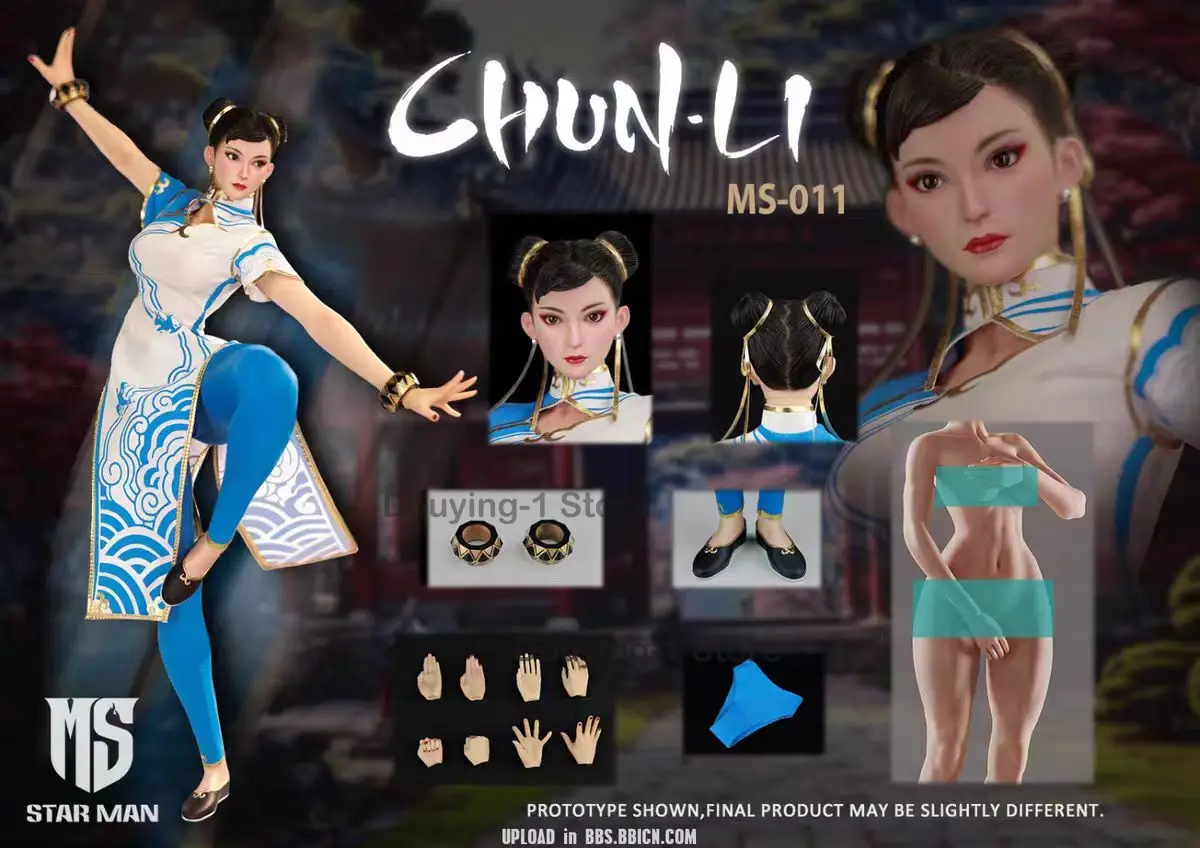 

В наличии STAR Man 1/6 Ms-011 Chun-li Blue Cloud Pattern Cheongsam Фигурка ПВХ Аниме Модель Коллекция игрушек