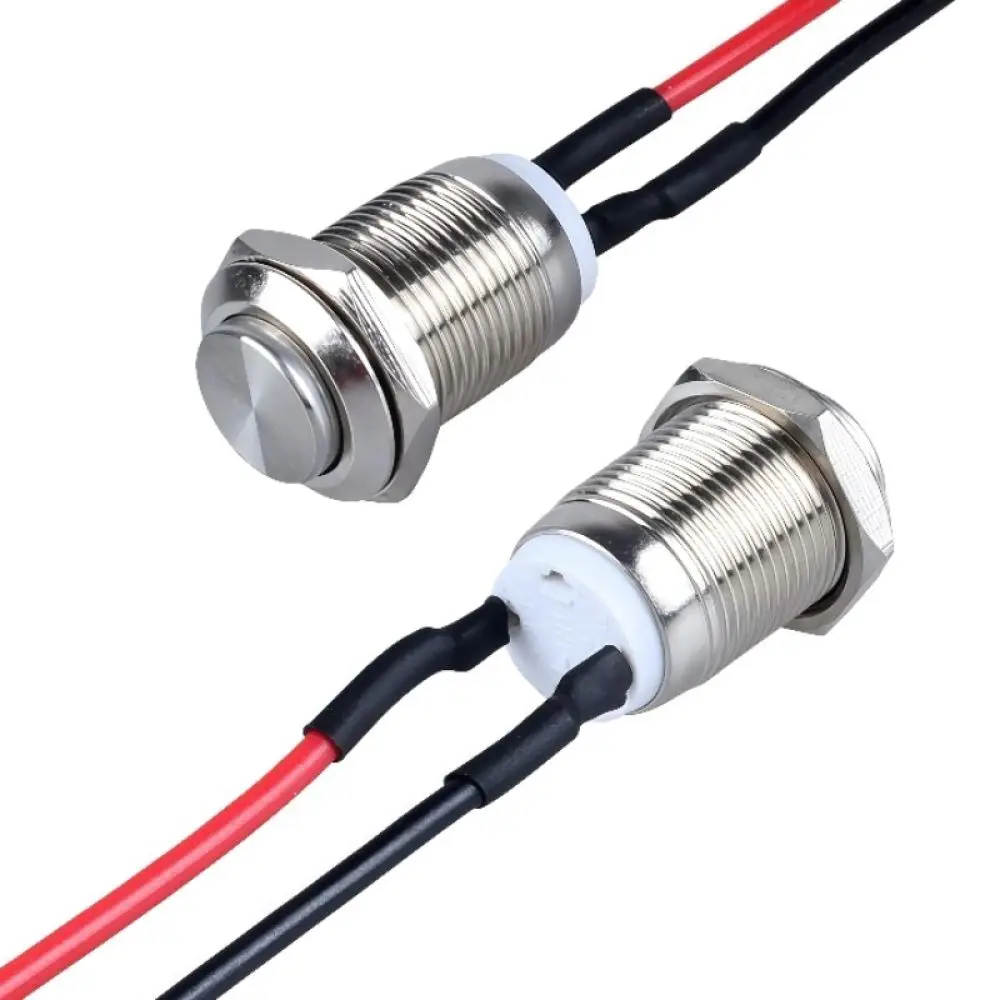 Industrial 12mm Metal Button Switch Waterproof Self Lock Momentary Contact Point Switch For Electrical Equipment