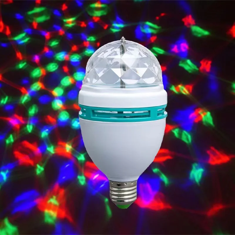 KTV Bar E27 3W RGB Color Magic Ball Rotating Bulb Small Magic Ball Light KTV Flash Bulb E27 Stage Lamp RGB LED Bulb