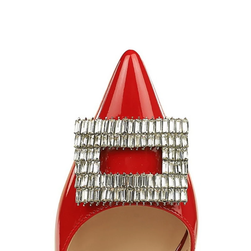 BIGTREE Shoes Luxury Pumps Women 10.5cm Heels Rhinestone Buckle Lady Heels Stilettos Patent Leather High Heels Female Shoes view 6