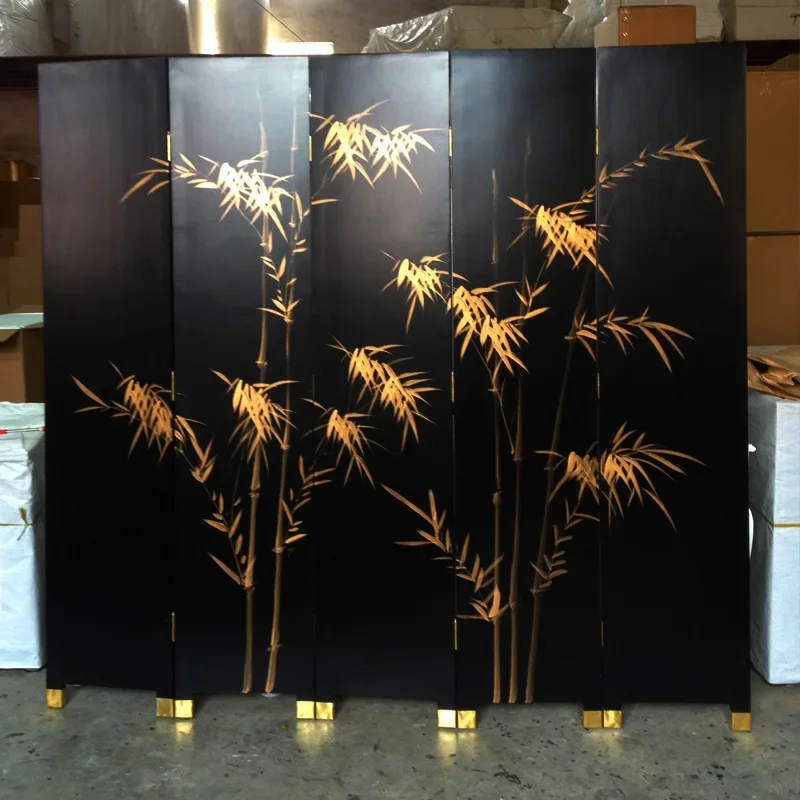 Screen Handmade Golden Painted Ming-Qing Period Furniture Live Background Wall