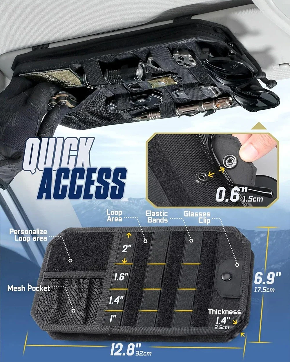 Auto-Sonnenblenden-Organizer: Universeller Sonnenschutz-Aufbewahrungsclip & Aufbewahrungstasche für Auto-Zubehör, Molle Jagdausrüstung – Detail 26