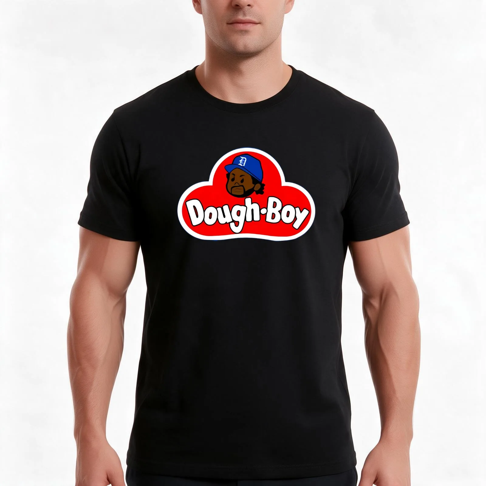 Dough boy T-Shirt, Summer Casual Cotton Tee, Oversized Streetwear Tops, Vintage Graphic Print, Loose Fit Short Sleeve