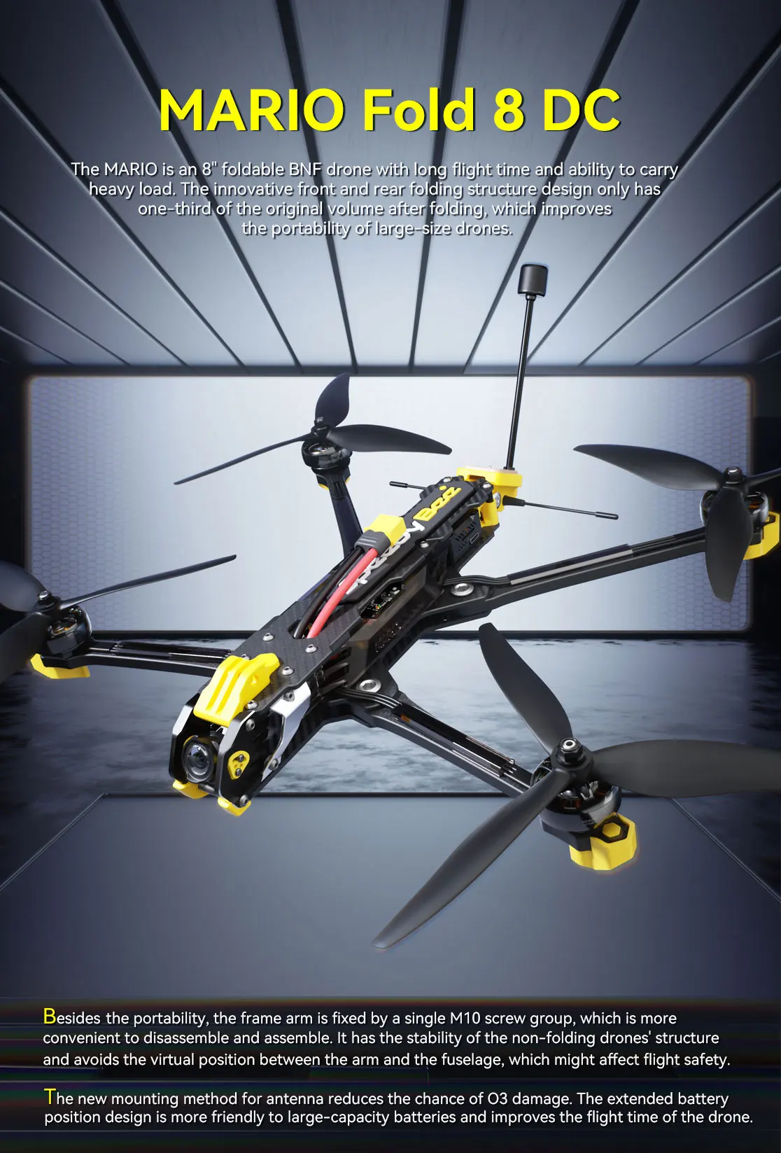 مجموعة أدوات الطائرة بدون طيار طويلة المدى من SpeedyBee Mario Fold 8 DC O3 لـ FPV Freestyle