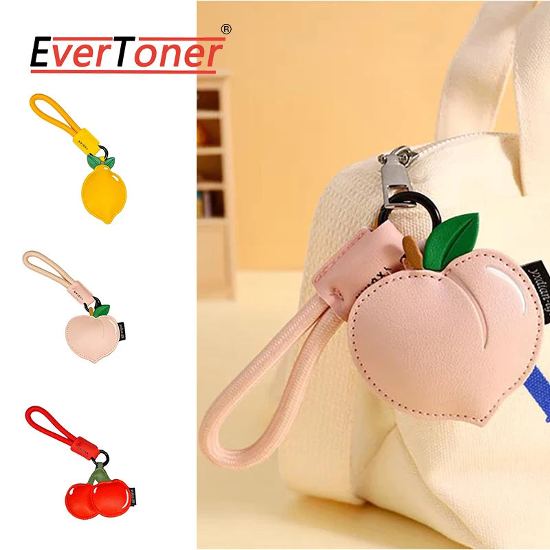 

EverToner PU Kawaii фруктовый брелок с вишней, мультяшная персиковая сумка, подвеска для студентов, лимонная плетеная веревка, автомобильный брелок