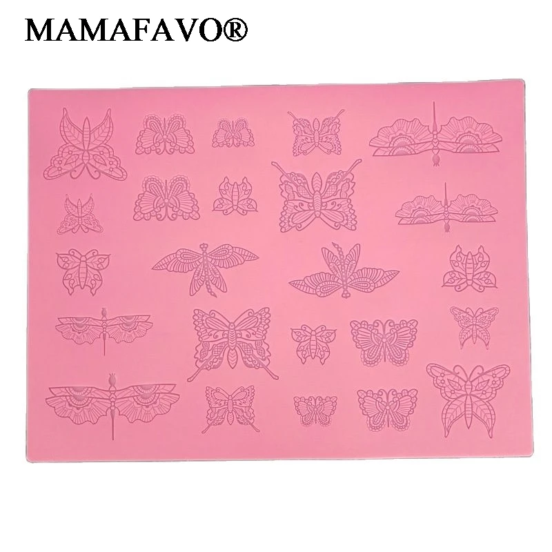 New Butterfly Dragonfly Silicone Lace Mold Insect Cake Fondant Mold Cake Border Decorating Tool F126