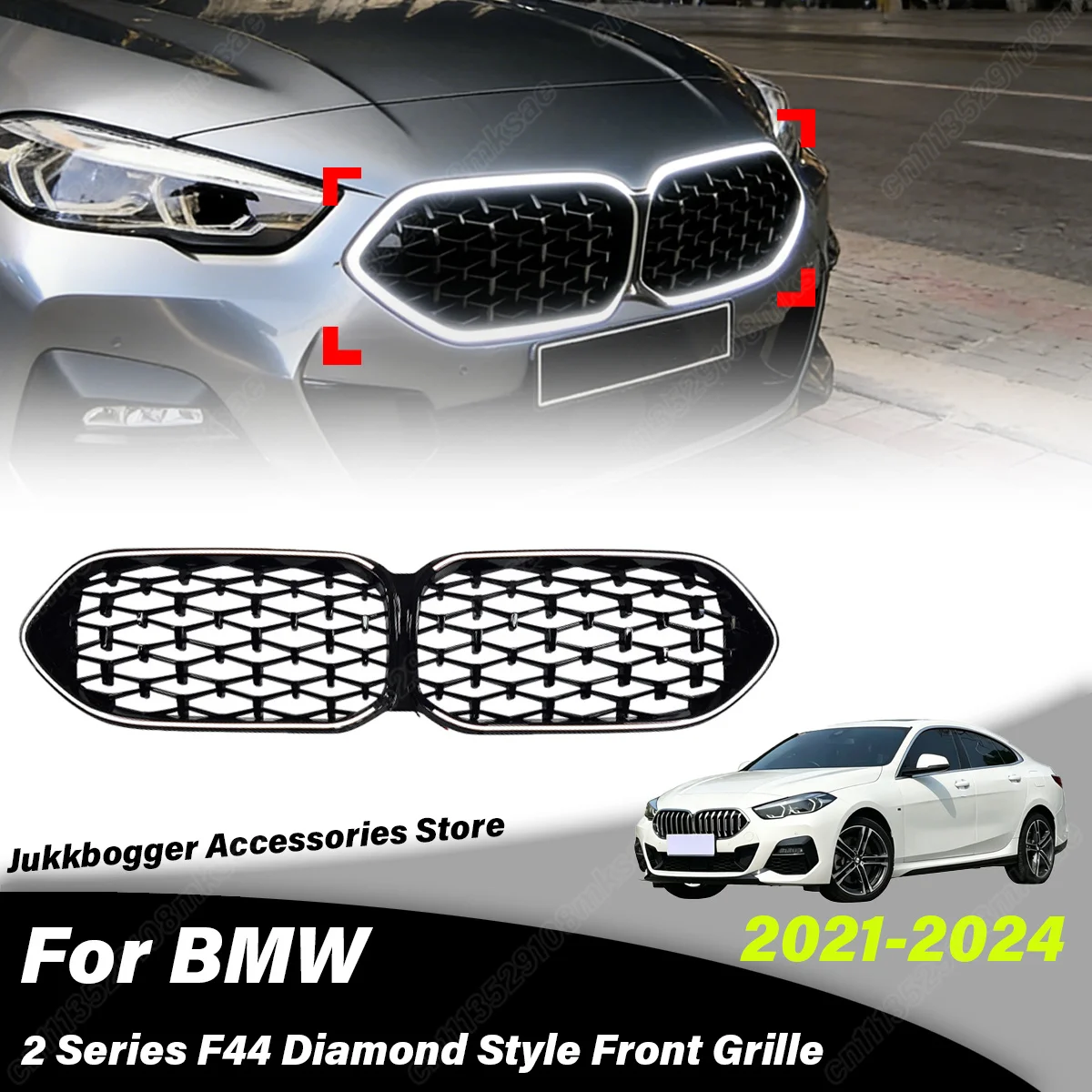 

For BMW 2 Series F44 Diamond Style 2021 2022 2023 2024 Automobile Front Air Intake Grille Radiator Cover Decoration Accessories