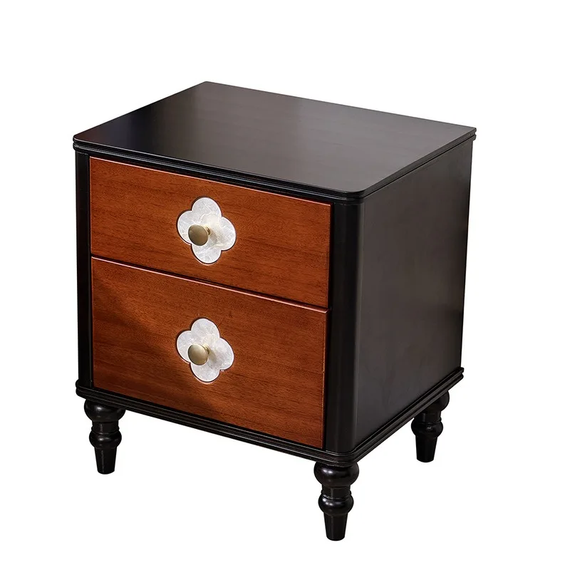

French retro solid wood bedside table, bedroom storage locker, American simple modern bedside