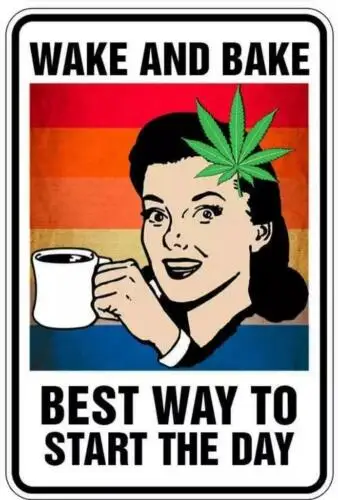 Metal Sign Plate Novelty Smoke Weed 420 Cannabis Cave Decal Tin Wall