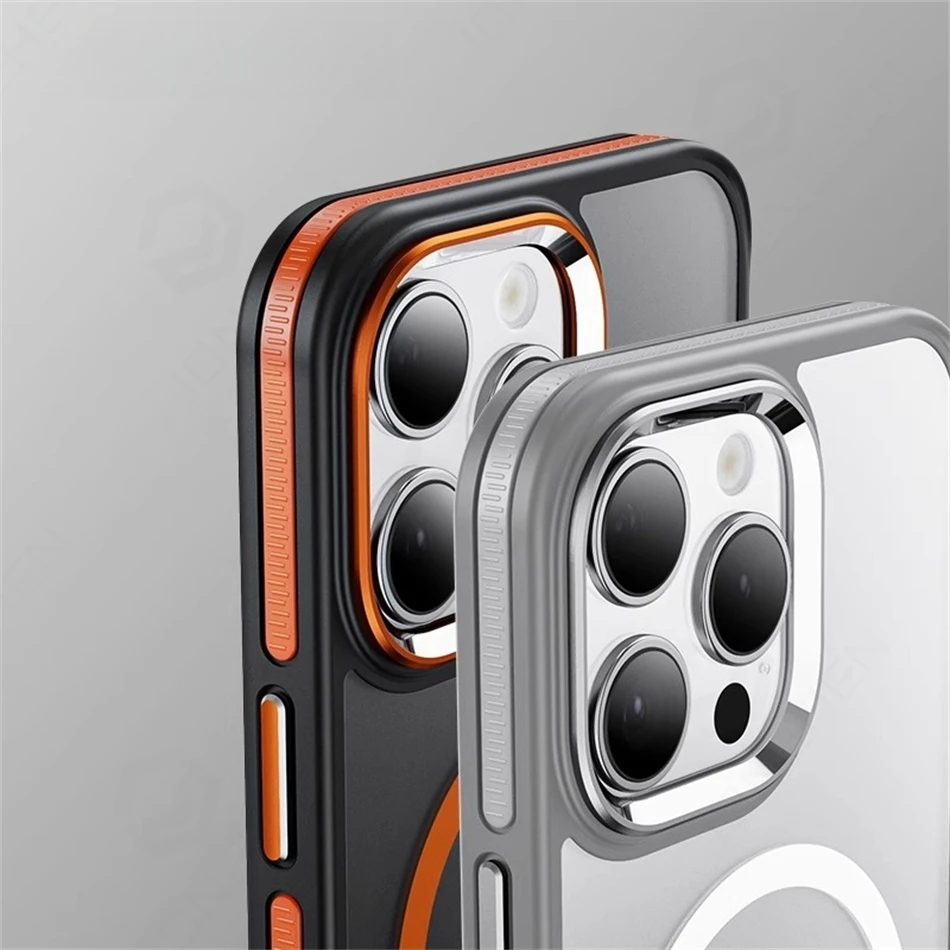 Custodia per armatura antiurto traslucida antiscivolo di lusso per iPhone 12 13 14 15 16 Pro Max per custodia wireless compatibile Magsafe Funda