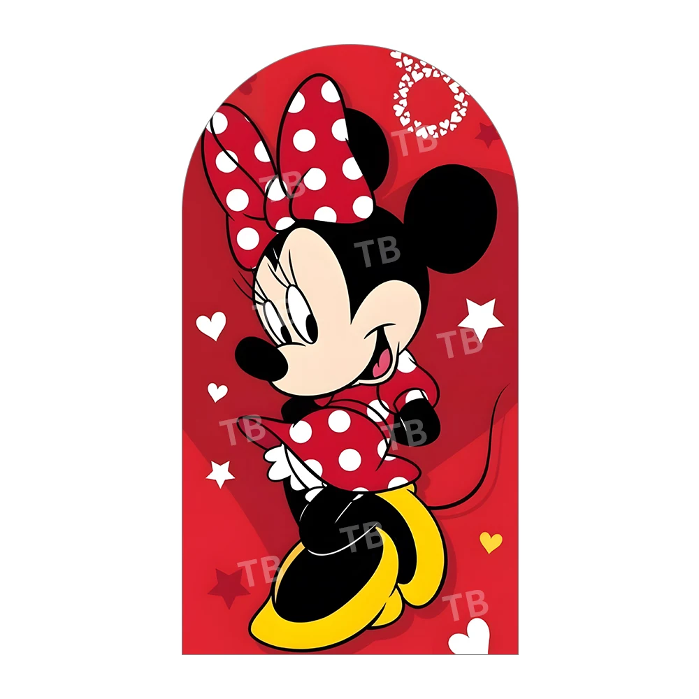 Tło fotograficzne Minnie Mouse z łukiem, walentynkowe serca, kropki, urocze rekwizyty do fotobudki na imprezy i dekoracje domu