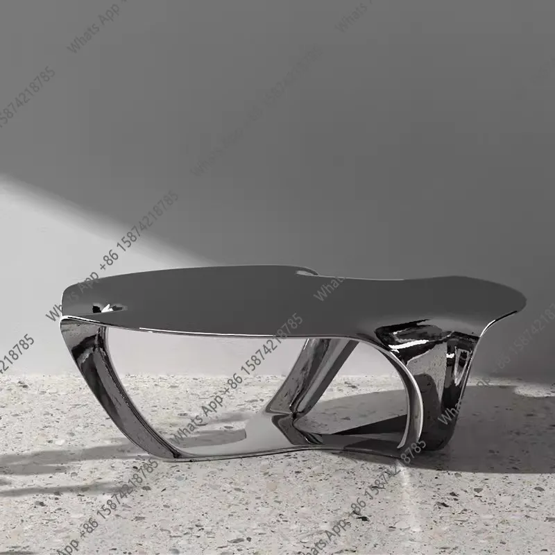 Creative FRP electroplating stainless steel silver coffee table model room special-shaped irregular fashion