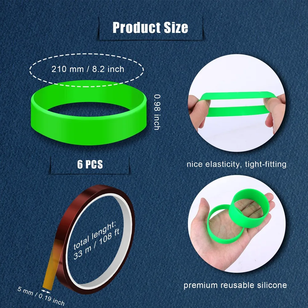 6 قطعة العصابات سيليكون ل حامل الورق التسامي حلقة نقل الحرارة قفازات مقاومة DIY بها بنفسك الحرف صنع التسامي-POS