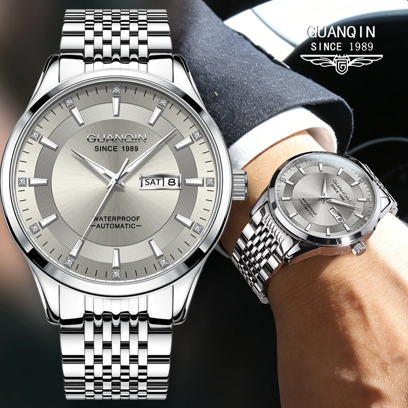 GUANQIN Men's Automatic Watch High Quality Elegant Business Steel Mechanical Wristwatch Original Brand Genuine Gift For Male