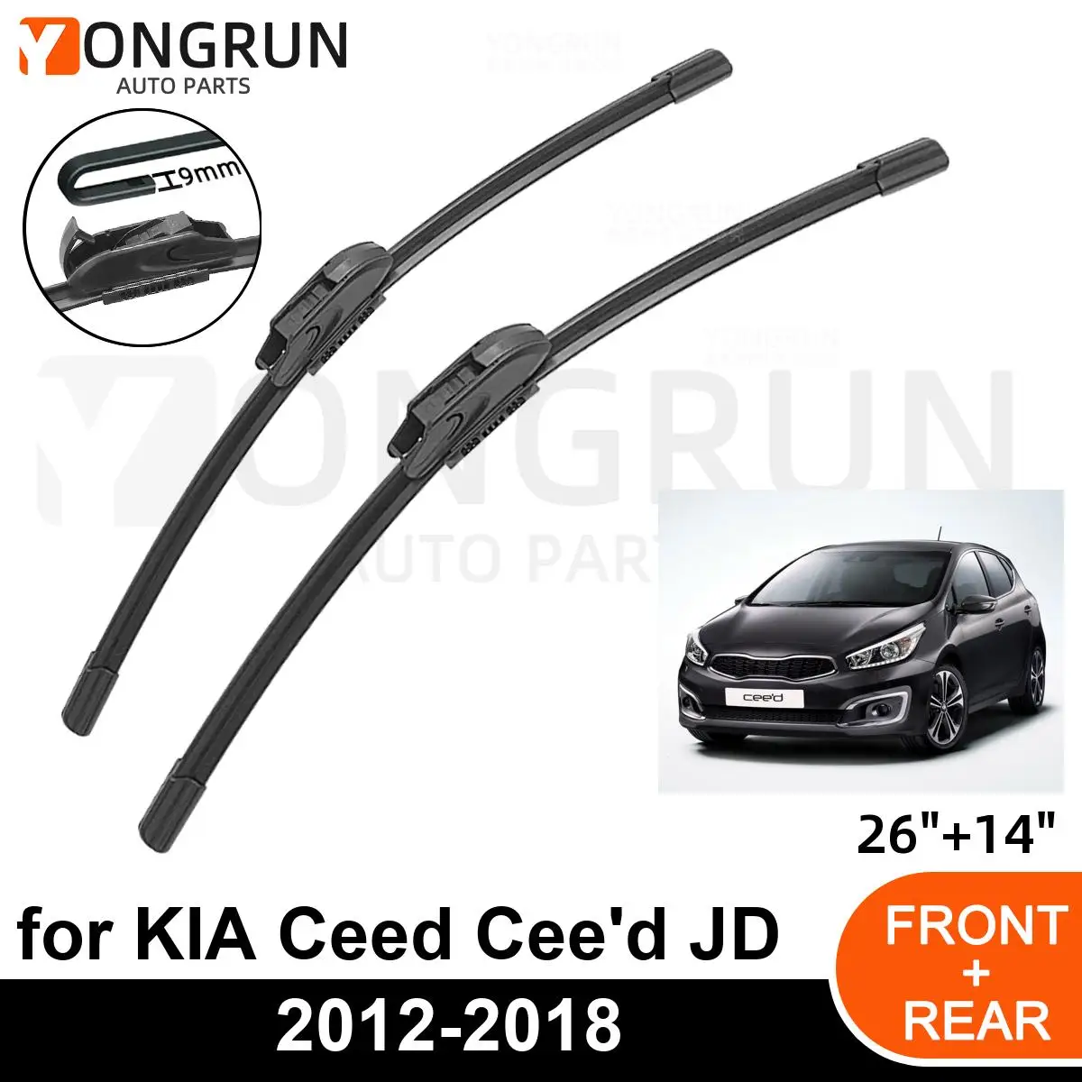 

Стеклоочистители передние для KIA Ceed Cee 'd JD 2012-2018, резиновые щетки стеклоочистителя 26 + 14 дюймов, аксессуары для лобового стекла автомобиля