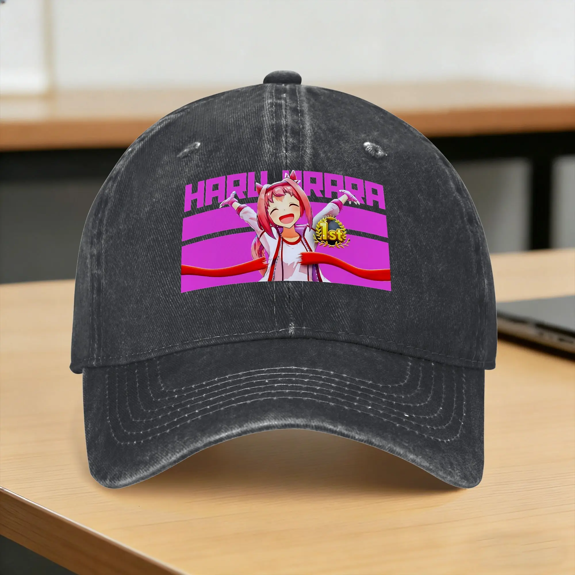 Haru Urara Anime Sun Baseball Cap  Street Style Women Men Washed Hats Sun-Proof Print Tennis Skate Snapback Cap Gift Idea