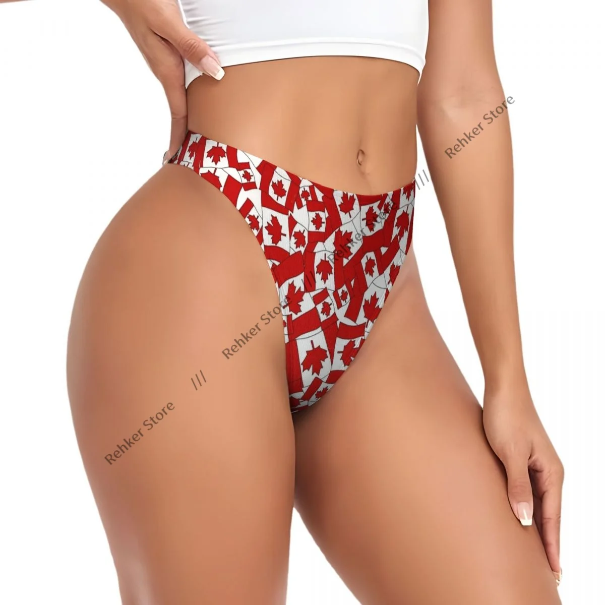 

Sexy Women Underwear Canada Flag Thong Panties G-string