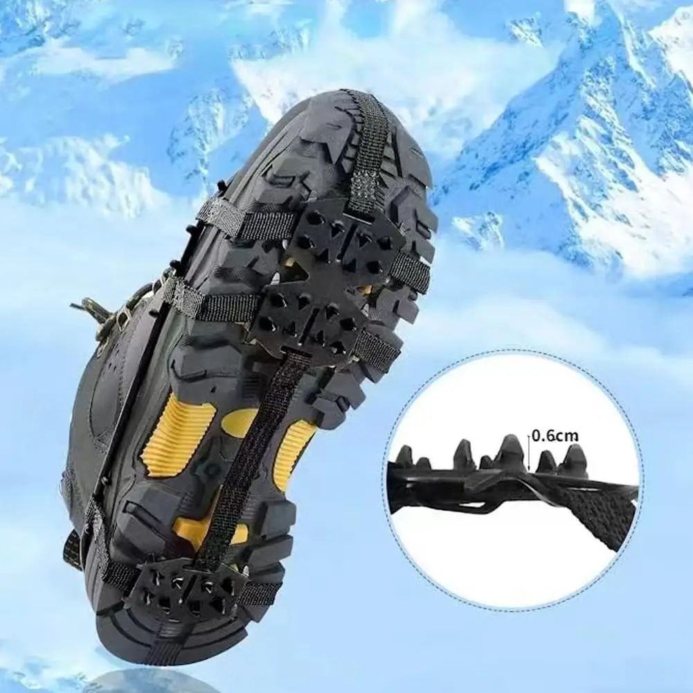 24 Teeth Snow Ice Claw Anti-Skid Hiking Climbing Snow Spikes Crampons Cleats Chain Claws Grips Boots Cover Ice Gripper Spike