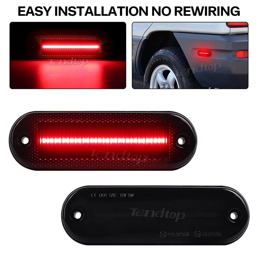 2pcs Red Rear Bumper Reflector Light  Side Marker Signal Corner Lights  Parking Lamp For Toyota RAV4 RAV 4 1996-2000