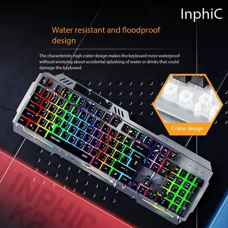 Inphic K2 бесшумная игровая проводная клавиатура для киберспорта, компьютера, офиса, металлическая взвешенная интернет-кафе, специальное предложение