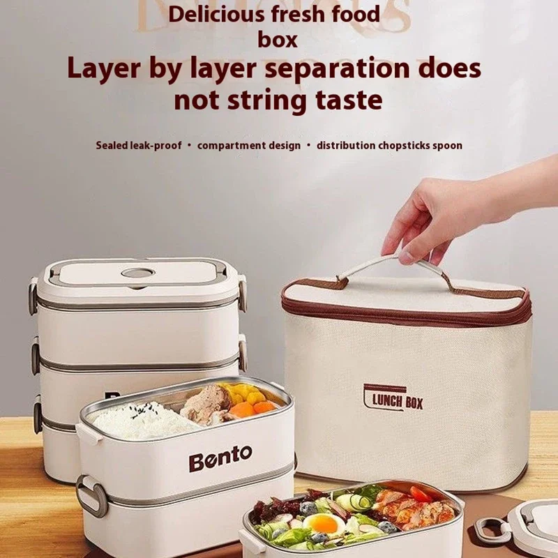 900ML Packed Lunch Microwave Available Lunch Box Picnic Salad Office Adults Student Thermal Insulation Stainless Steel Lunch Box