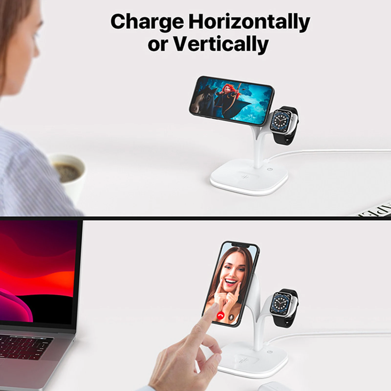 

Phone Magnetic Stand Watch Earphone Storage Holder Supporting Wireless Fast Charging Bracket for iPhone 13/13 Pro/13 Pro Max