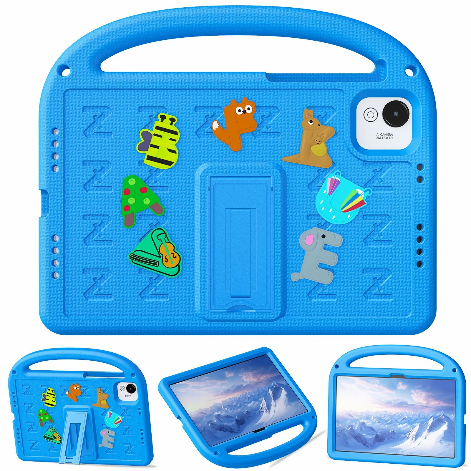 For Honor Pad X10 Pro / Pad X9a / Pad X9 Pro Kickstand Case Cartoon Design Anti-Drop EVA+PC Tablet Cover with Strap for Kids - B