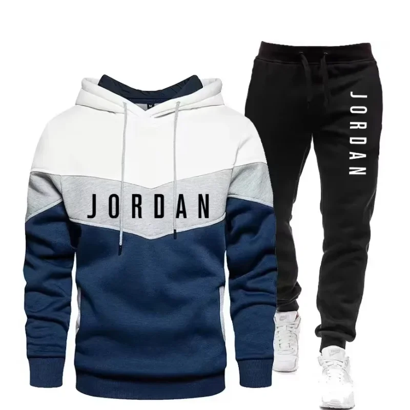 

2025 Men's Casual Jogging Sportswear Set Hoodie and Black Sweatpants Rubberized Jacket Fashion Sports Winter Warm 2 Piece Set