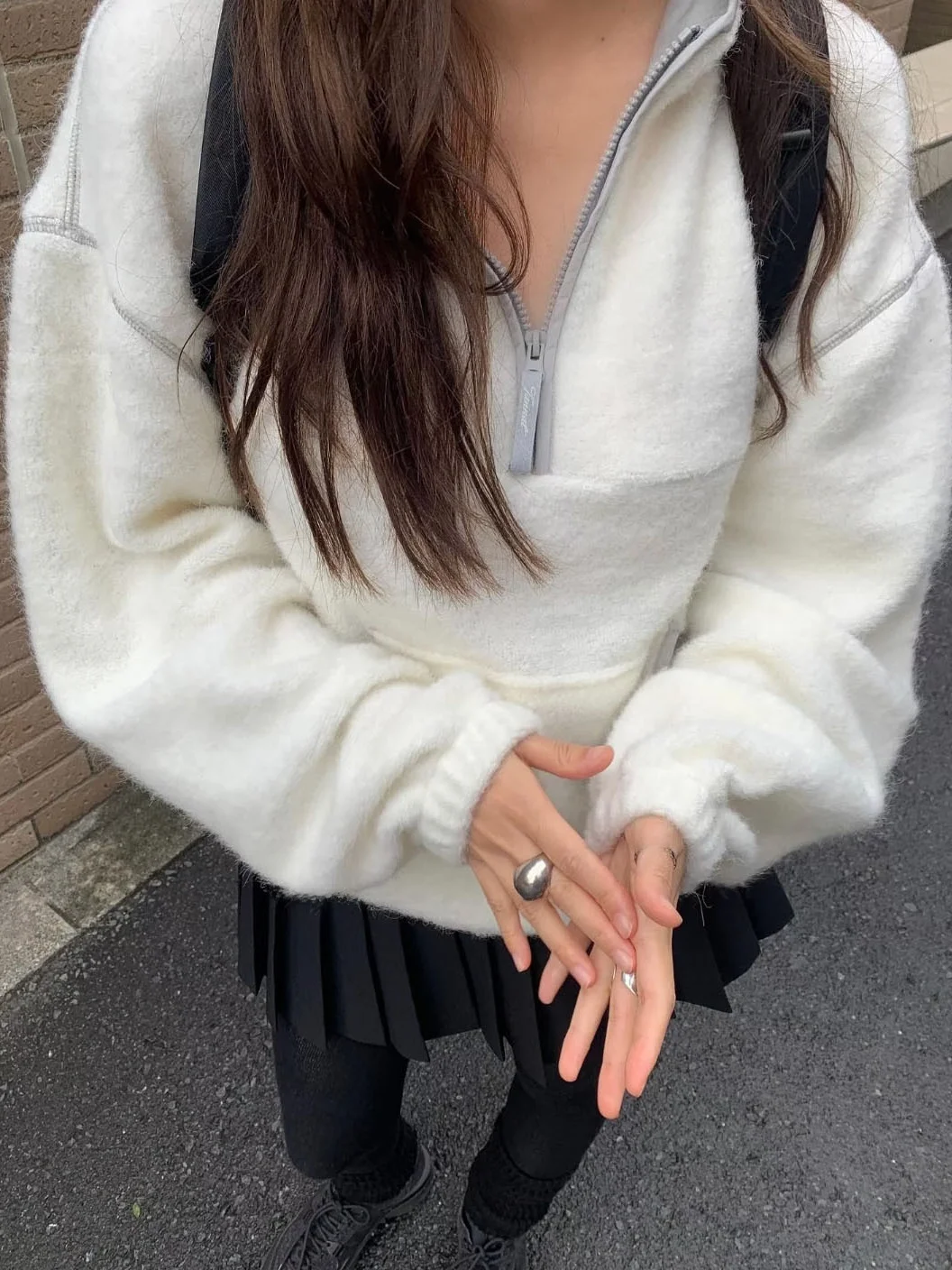 Sudadera con capucha suave Plu para mujer, ajuste holgado con cremallera, informal, cómoda, larga, con cuello levantado, Color Blo, decorativa, Street Sle