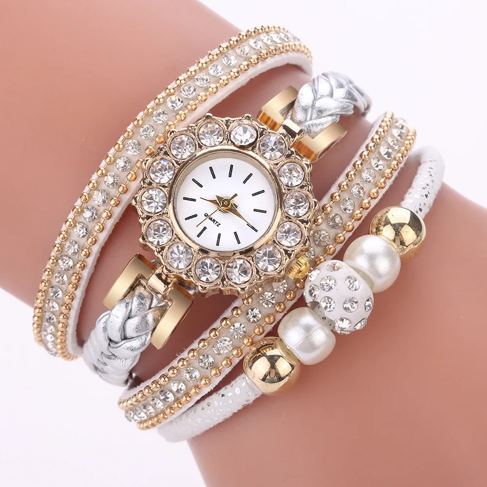 Quartz Ladies Watch Fashion Leather With Diamond Bracelet Ladies Clock Ladies Watch Casual Noble And Elegant