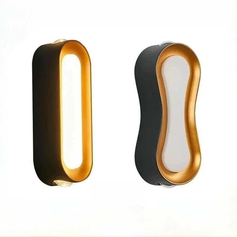 ShinyYing Outdoor Wall Light, Black Gold Dual-Head LED Sconce, 3000K Warm IP65 Waterproof for Villa Porch Garden Patio