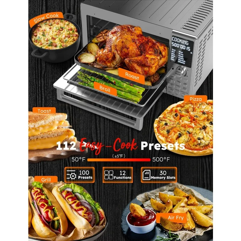 Air Fryer Toaster Oven with Grill Combo, 2025 New Ultra-Fast Convection System, 35% Crispier, 2X More Even, 142 Presets, 50-500F