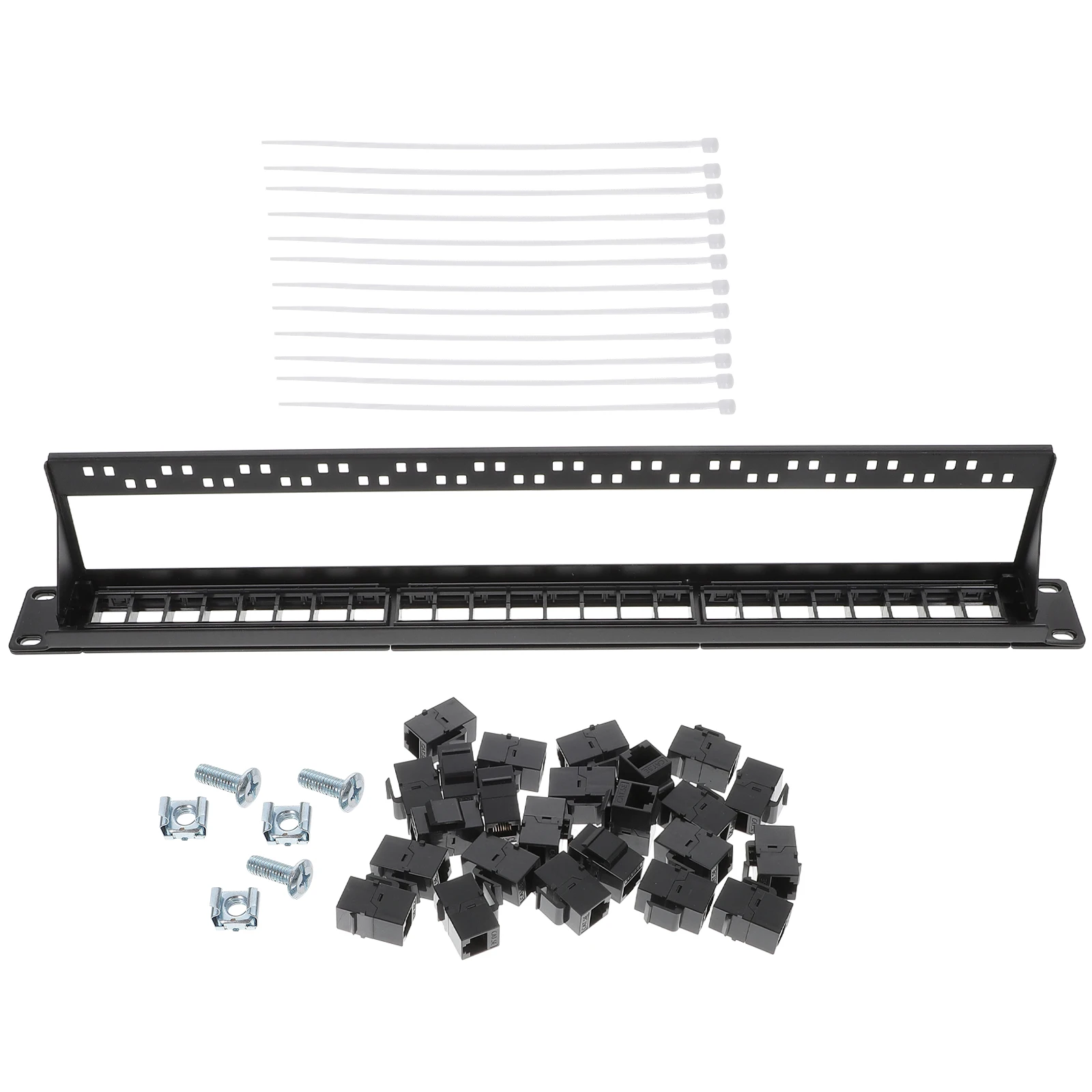 

24 Port Network Patch Panel Rackmount Horizontal Modular Supply Data Communication Integrated Wiring Office Hotel