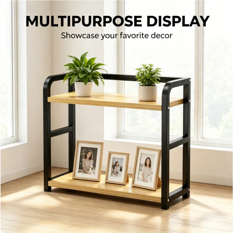 

2-Tier Metal Kitchen Countertop Shelf Rustproof Space Saving Counter Rack Organizer for Coffee Mugs Condiments Spices Storage