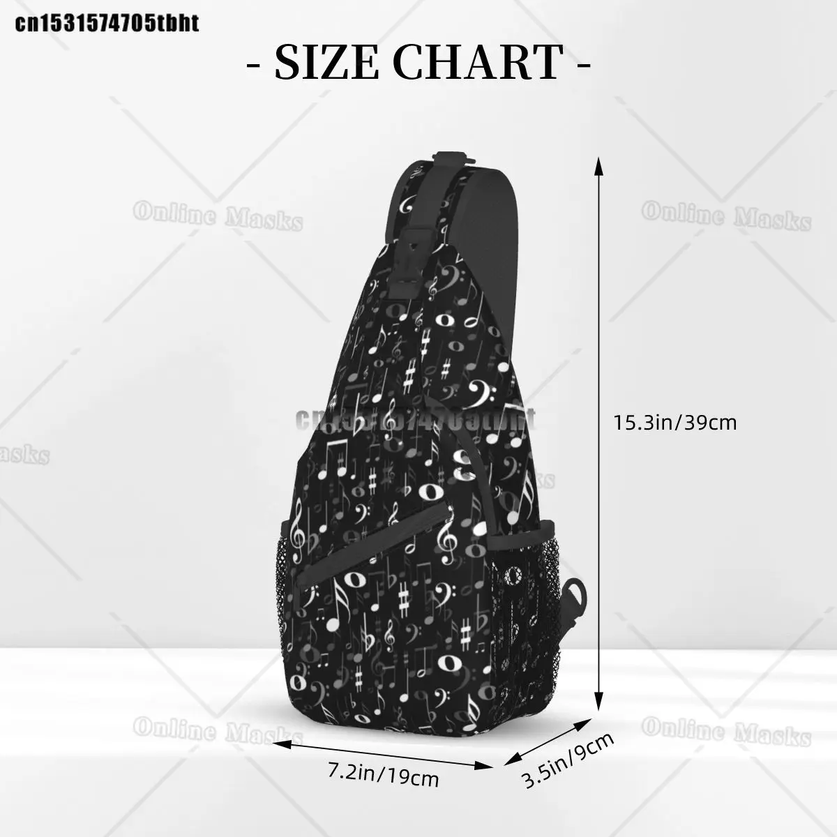 Fun Music Notes Chest Bags Women Black And White Graphic Shoulder Bag Aesthetic School Small Bag Hiking Motorcycle Sling Bags