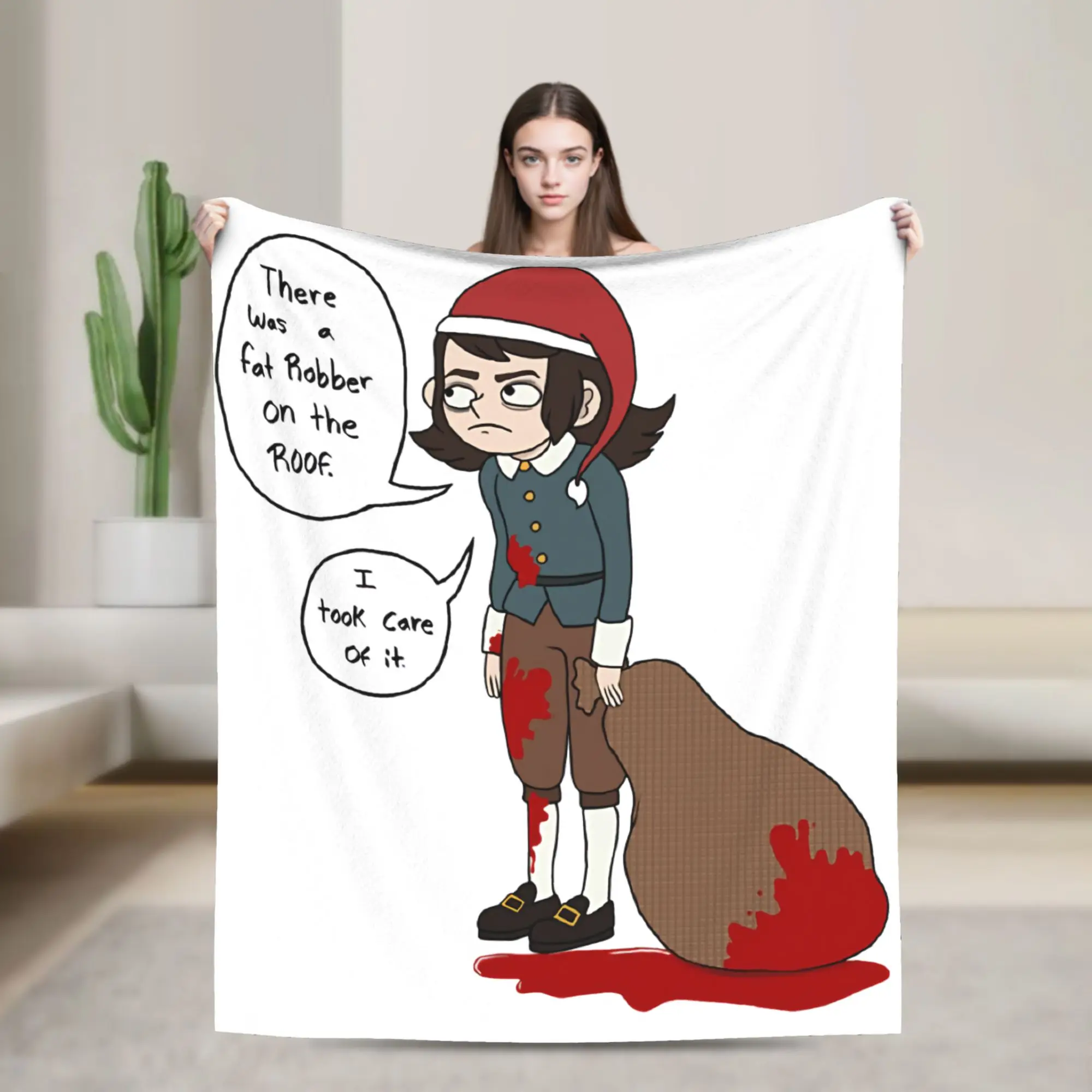 Abaddon Vs. Santa Flannel Blanket Haunted Hotel  Funny Throw Blankets for Home 150*125cm Plush Thin Quilt