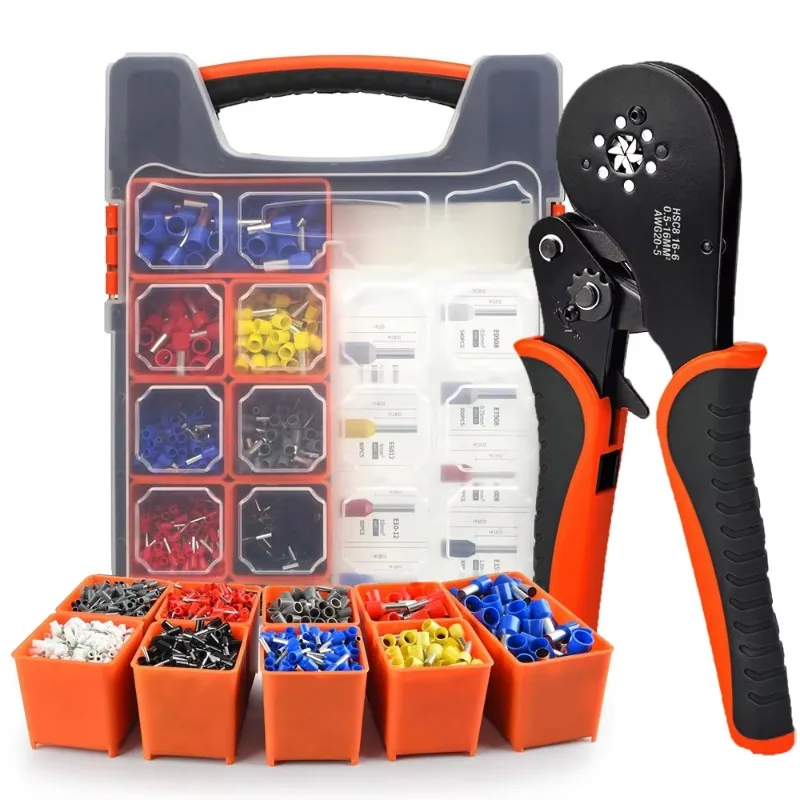 2200Pcs Ferrule Crimping Tool Kit,AWG30-5 Self-Adjusting Wire Ferrule Crimper with Ferrules Connectors for Electrical Work